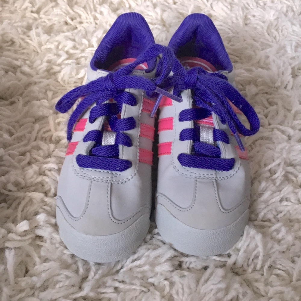 Adidas girls sneakers size 11 gray pink and purple